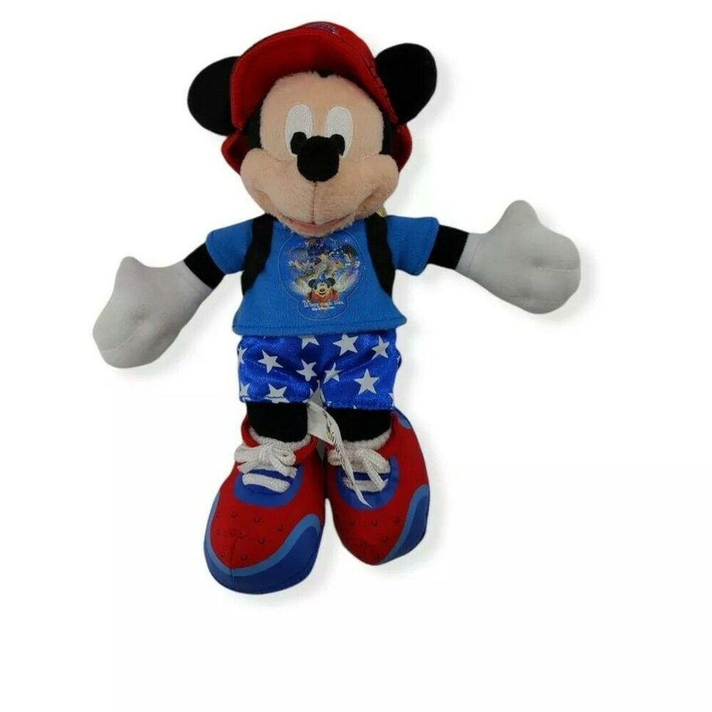 Disney World Mickey Mouse Plush 2003 Where Magic Lives Bean Bag Doll Red Hat